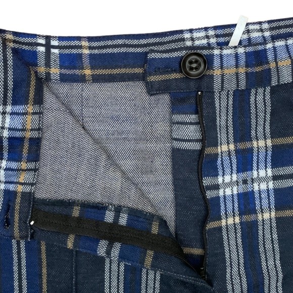 Free People Women's Blue Plaid Skinny Pants Size 4 High Rise Polyester Stretch - Picture 8 of 8